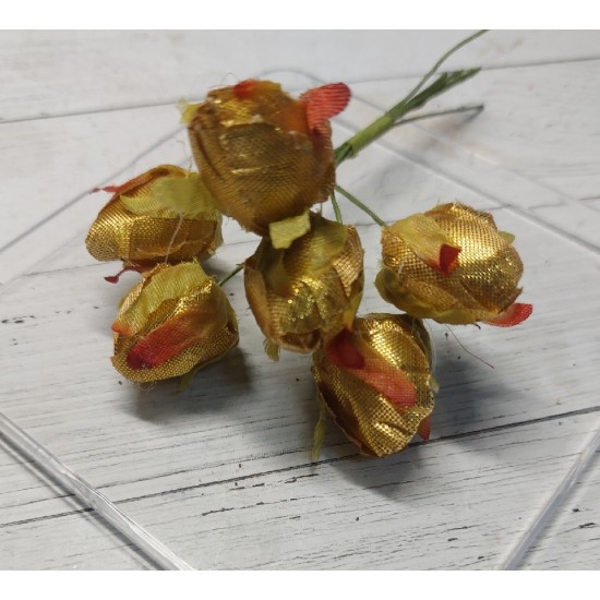 Бутоны 1,8*2,5 см на веточке (6 шт) цв. золото, цена за пучок